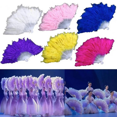 Pretty Dance Fan kínai stílusú show-kellékek Tartós faux pávatollas összecsukható ventilátor