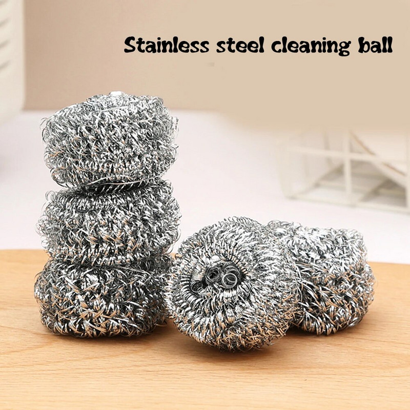 Puodų plovimo valymas plieninio rutulio nuimama šepetėlio galvutė, kurią lengva pakeisti į virtuvės valymo šepetėlio įrankį