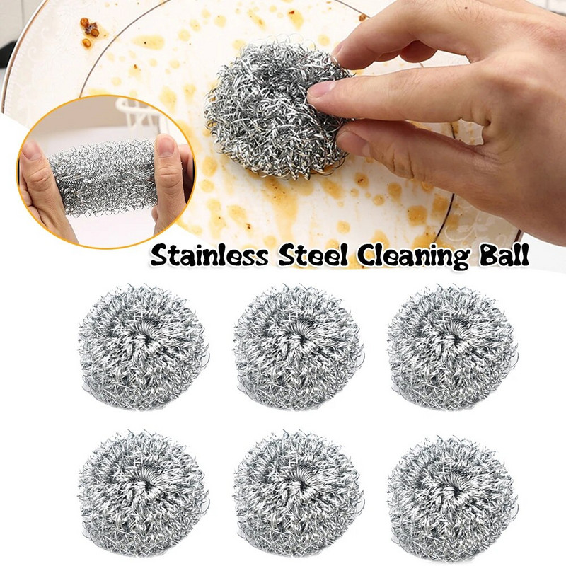 Puodų plovimo valymas plieninio rutulio nuimama šepetėlio galvutė, kurią lengva pakeisti į virtuvės valymo šepetėlio įrankį