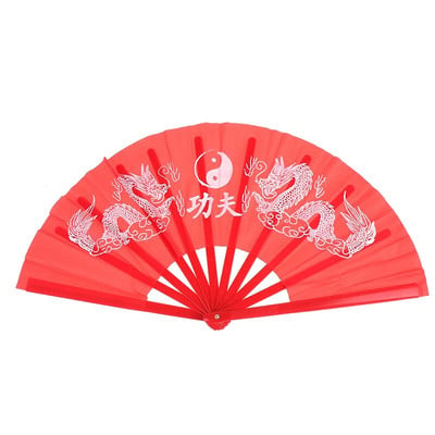 Голям китайски вентилатор за кунг-фу Wushu Dragon Пластмасови костни бойни изкуства Performance Hand Fold Stage Fan Sichuan Opera Prop Summer Fan
