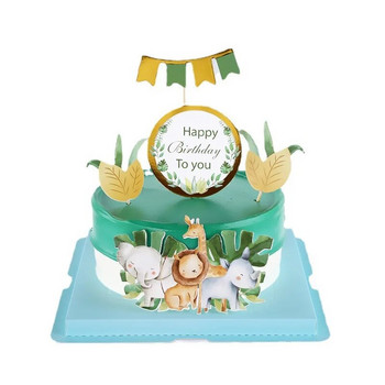 Cake Topper Flag Elephant Rabbit Pecker Lion Animal Happy Birthday Cupcake Toppers Baking Beauty Baby Shower Cake Decor DIY New