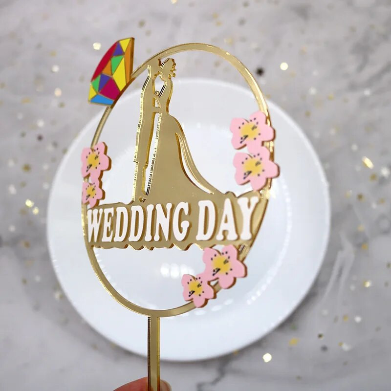 Creativity Wedding Theme Cake Topper Ακρυλικό Πρόταση γάμου Gesture cake Topper νυφικό Επιδόρπιο αρραβωνιαστικού πάρτι