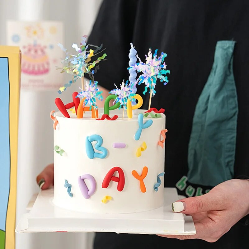 10 bucăți din folie de artificii pentru tort pentru cupcake cu sclipici, pentru desert, pentru nunta, ziua de naștere, pentru decorațiuni pentru petrecerea de Crăciun, bricolaj, pentru copt