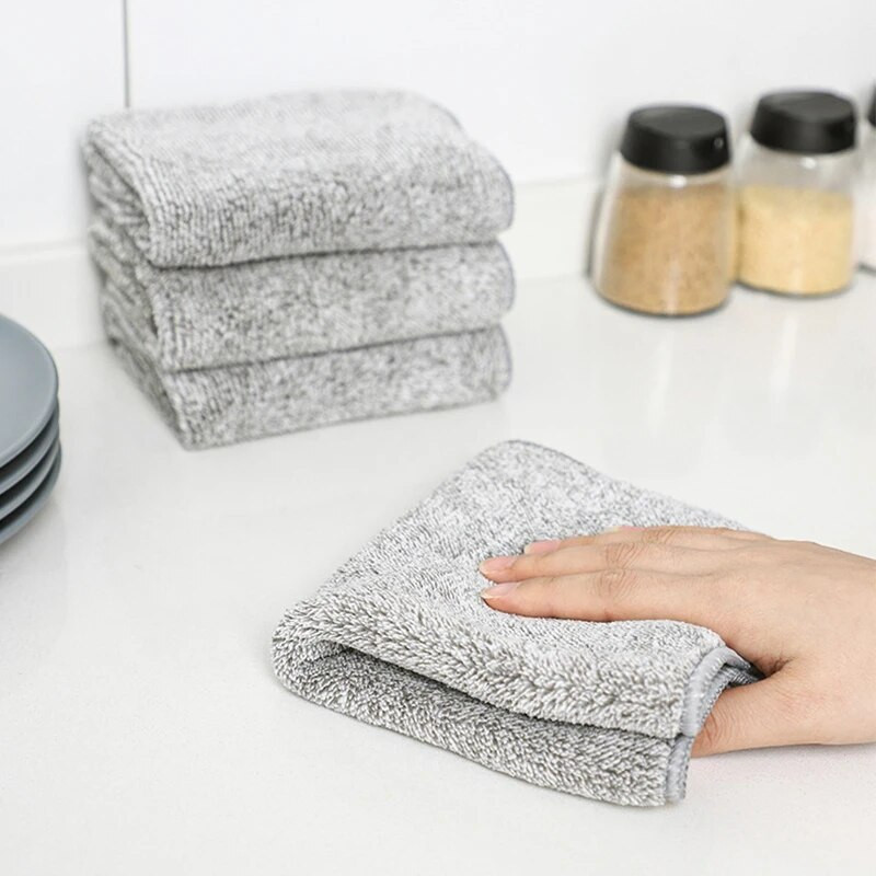 2/4db bambusz faszénszálas tisztítókendők vízfelvevő tapadásmentes olajmosó konyhai törölköző háztartási tisztítóeszközök