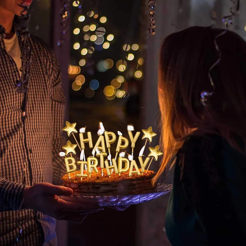 Auksinis gimtadienio torto papuošimas Su gimtadieniu torto dangtelis Popieriniai vėduoklės Reklaminė juosta Konfeti Balionas Fejerverkai Auksinis pyrago viršus