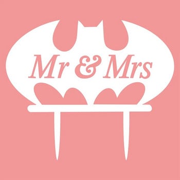 Mr & Mrs Bat Animal Wedding Cake Flags Πολλαπλών χρωμάτων Ακρυλικό κάλυμμα για τούρτα για την επέτειο γάμου Προμήθειες διακόσμησης τούρτας για πάρτι