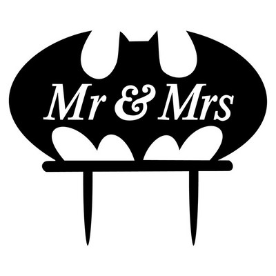 Mr & Mrs Bat Animal Wedding Cake Flags Multicolors Acrylic Cake Topper For Wedding Anniversary Party Cake Decor Supplies