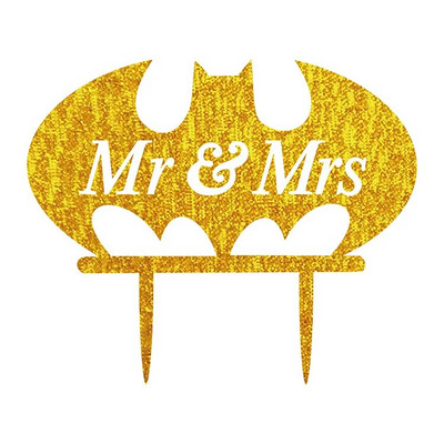 Ponas ir ponia Bat Animal Vestuvių tortų vėliavėlės Įvairių spalvų akrilinis torto apmušalas, skirtas vestuvių metinių vakarėliui torto dekoravimo reikmenys