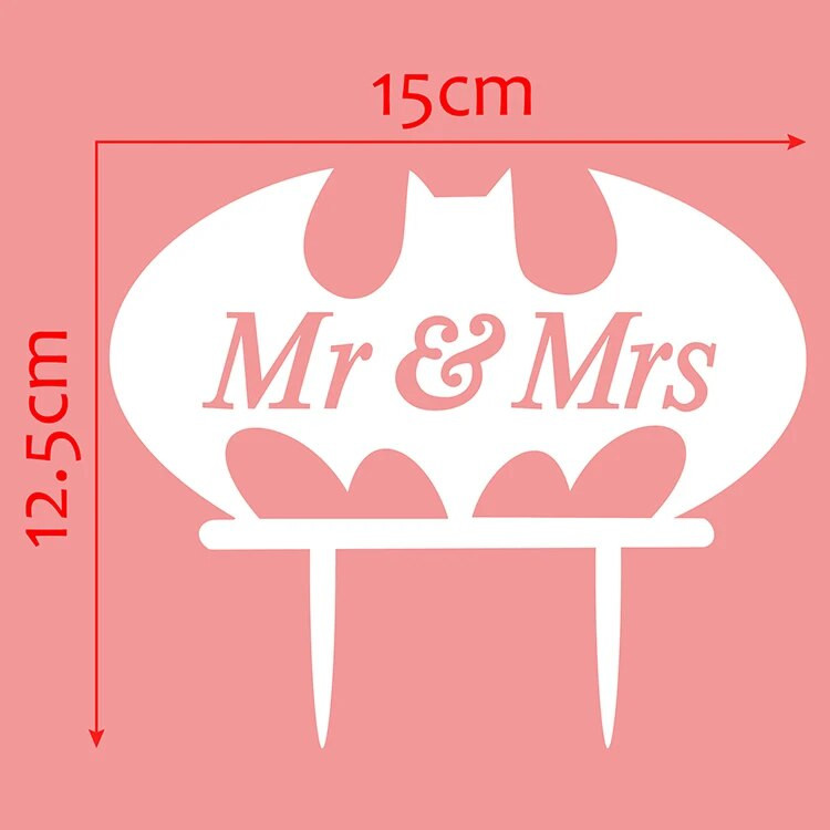 Ponas ir ponia Bat Animal Vestuvių tortų vėliavėlės Įvairių spalvų akrilinis torto apmušalas, skirtas vestuvių metinių vakarėliui torto dekoravimo reikmenys