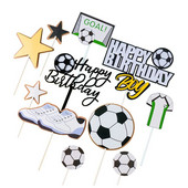 11 bucăți/lot Fotbal Tort Drapel Topper La mulți Ani Băiat Tort Steaguri Fotbal Aniversare Sport Partide Tort Coace Decor