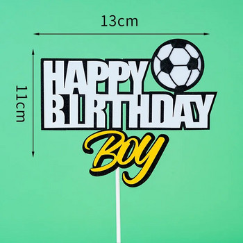 11 бр./лот Топпер за флаг за футболна торта Честит рожден ден Момче Флагове за торта Футболен рожден ден Спортно парти Декор за печене на торта