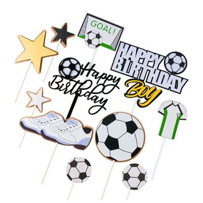 11 bucăți/lot Fotbal Tort Drapel Topper La mulți Ani Băiat Tort Steaguri Fotbal Aniversare Sport Partide Tort Coace Decor
