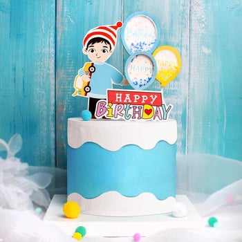 Cake Topper Girl Boy Balloon Happy Birthday Cupcake Toppers Party Dessert Στολισμός γάμου Baby Shower Baking Supplies DIY New