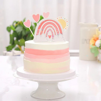 Честит рожден ден Cake Topper Love Rainbow Sun Anniversair Mariage Decor Flag Парти консумативи за печене Toppers Cupcake Toppers Baby Shower New