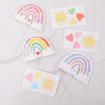 Happy Birthday Cake Topper Love Rainbow Sun Anniversair Mariage Decor Flag Party Baking Supplies Cupcake Toppers Baby Shower New