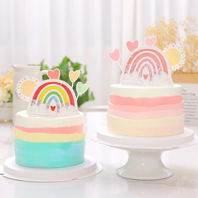 Честит рожден ден Cake Topper Love Rainbow Sun Anniversair Mariage Decor Flag Парти консумативи за печене Toppers Cupcake Toppers Baby Shower New
