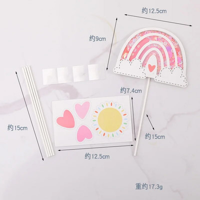 Boldog születésnapot Tortafeltét Szerelem Szivárvány Sun Anniversair Mariage Decor Zászló Party Sütési kellékek Cupcake Toppers Baby Shower Új