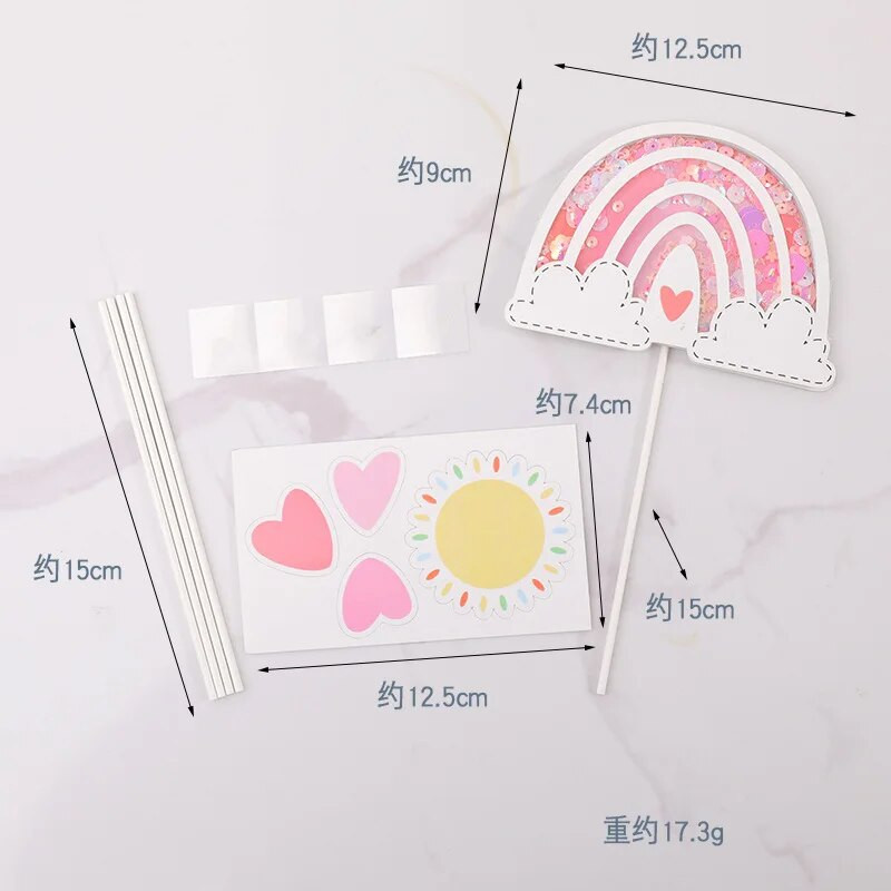 Boldog születésnapot Tortafeltét Szerelem Szivárvány Sun Anniversair Mariage Decor Zászló Party Sütési kellékek Cupcake Toppers Baby Shower Új