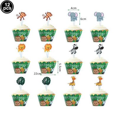 Rajzfilm tortadíszítés dzsungel állat témájú születésnapi parti dekoráció oroszlán tigris állat dekoráció gyermek parti kellékek