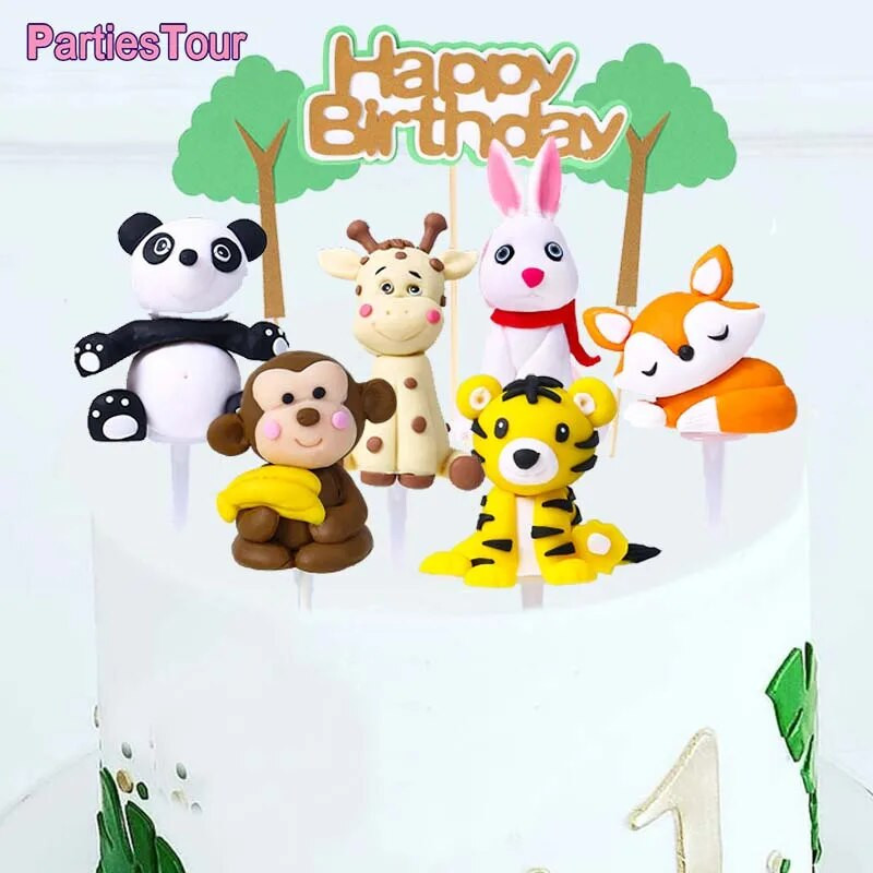 Rajzfilm tortadíszítés dzsungel állat témájú születésnapi parti dekoráció oroszlán tigris állat dekoráció gyermek parti kellékek