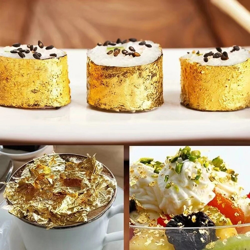 Arany leveles tortadísz Élelmiszer-minőségű Fényes Arany Fólia Dekoráció Tortafedő Csokoládé Desszert Konyhai sütés dekoráció