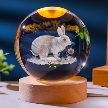 12 животни Китайски зодиак Кристална топка с LED осветление Сфера Стойка Държач Лазерно гравиране Стъклена топка Декорация Подпори за снимки