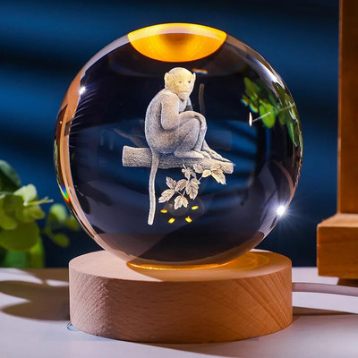 12 looma Hiina sodiaagikristallpall LED-valgustusega keraaluse hoidiku lasergraveerimine klaaskuuli kaunistustega fotorekvisiidid