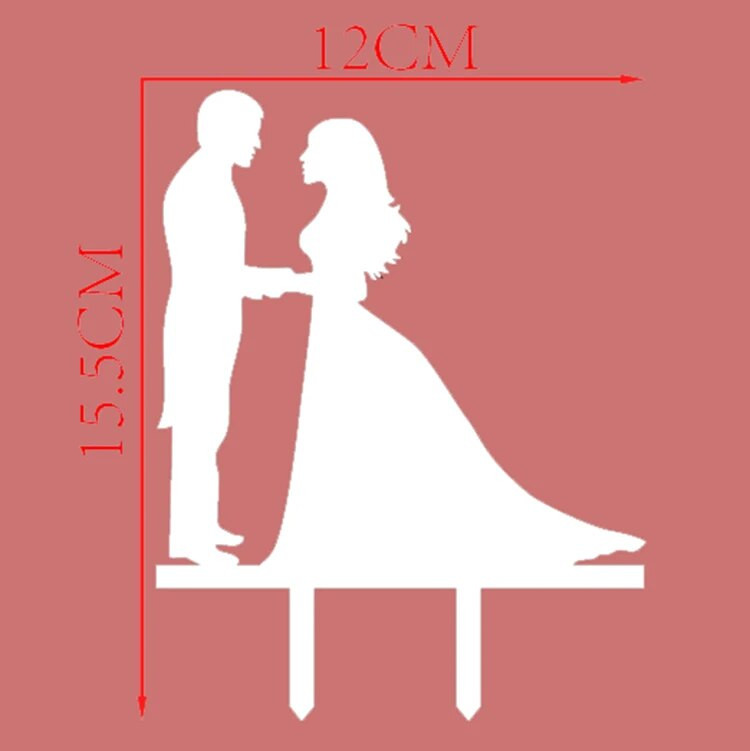 Kuum müük härra ja proua peigmehe pulmakoogilipud mitmevärvilised akrüülist koogikatted pulma-aastapäeva peotarbeks