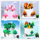 ins Forest boldog születésnapot Tortafeltétek Gyerekek kedvenc partiajándékok Tortafeltöltő kellékek babazuhany tortákhoz Desszertdíszek