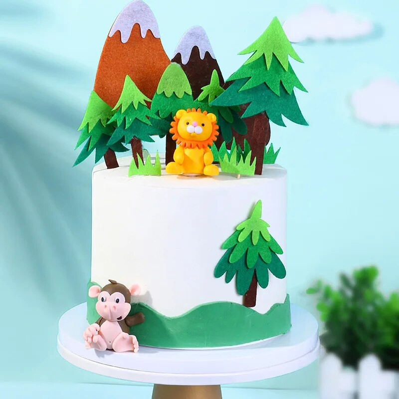 ins Forest boldog születésnapot Tortafeltétek Gyerekek kedvenc partiajándékok Tortafeltöltő kellékek babazuhany tortákhoz Desszertdíszek