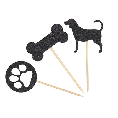 Strălucitor pentru câine, decorare pentru tort, amprentă osoasă, card de inserare, decorare pentru cupcake, pentru petrecerea de aniversare pentru copii, adunare de favoruri