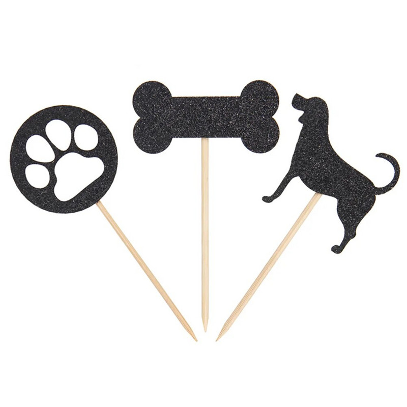 Strălucitor pentru câine, decorare pentru tort, amprentă osoasă, card de inserare, decorare pentru cupcake, pentru petrecerea de aniversare pentru copii, adunare de favoruri