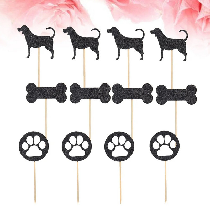 Strălucitor pentru câine, decorare pentru tort, amprentă osoasă, card de inserare, decorare pentru cupcake, pentru petrecerea de aniversare pentru copii, adunare de favoruri