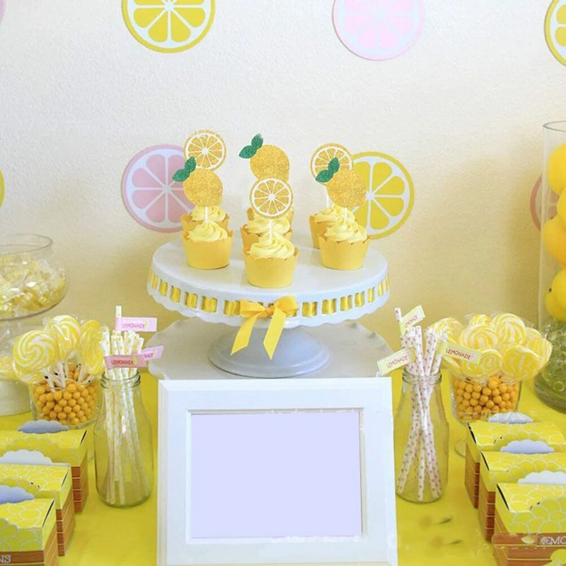 Szép citromos cupcake betét születésnapi torta betét citromos desszert felső tortadísz