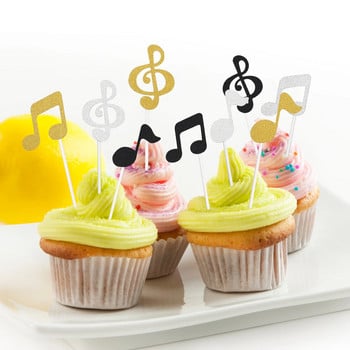 Музикални ноти Блестяща пудра с музикална пудра Декорации за кексчета Топери за кексчета Декорации за торти за сватбено тържество