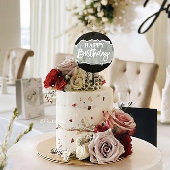 2023 Butterfly Flower Happy Birthday Cake Topper Διαφανές ακρυλικό Παιδικό δώρο Toppers για τούρτα Baby Shower Dessert