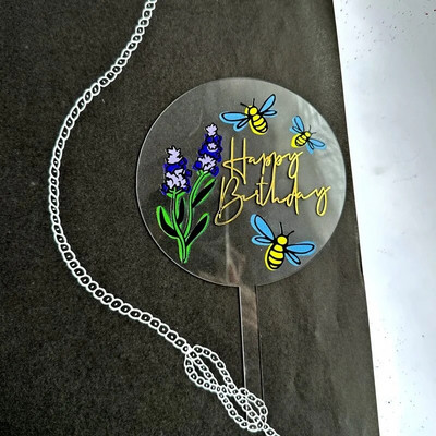 2023 m. drugelio gėlė su gimtadieniu torto dangtelis permatomas akrilinis vaikų vakarėlis dovanų tortas kūdikių dušo deserto dekoras