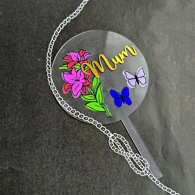 2023 m. drugelio gėlė su gimtadieniu torto dangtelis permatomas akrilinis vaikų vakarėlis dovanų tortas kūdikių dušo deserto dekoras