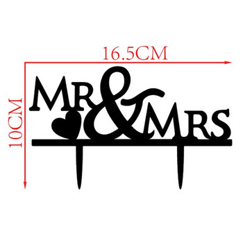 Δωρεάν αποστολή Acrylic Cake Flag Topper Mr & Mrs Cake Flags For Wedding Anniversary Party Cake Decor Hot Sale