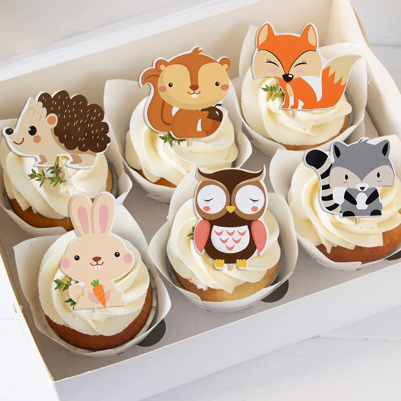 Dzsungel születésnapi torta rajzfilm állati cupcake dekoráció 1 éves dzsungel születésnapi parti dekoráció gyerekeknek ajándék kellékek