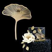Gold Ginkgo Leaves Διακόσμηση τούρτας Ακρυλικό Χρόνια Πολλά Κέικ Topper Αξεσουάρ ψησίματος Προμήθειες πάρτι Εργαλεία διακόσμησης τούρτας
