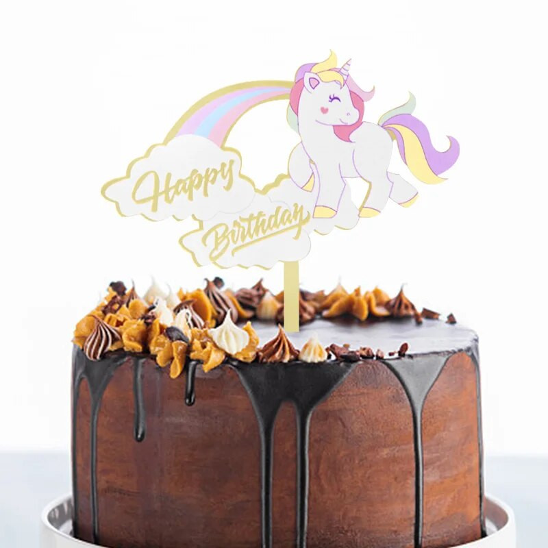 1 tk. Palju õnne sünnipäevaks koogikaunistus Armsad ükssarviku tassikoogitopsid Lastele tüdrukutele sünnipäevaks Baby Shower Peokoogid Ornamenditarbed