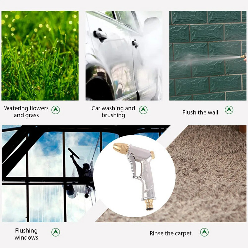 Prijenosni pištolj za pranje Visokotlačni pištolj za vodu Podesivi metalni stroj za pranje automobila Vrtna mlaznica za crijevo za zalijevanje Raspršivač Vrtni alat