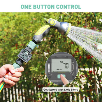 Цифров разходомер за вода в реално време Монитор за потребление на вода за RV маркуч Измерване на галон или литър