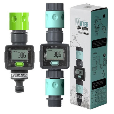 Digitaalne reaalajas veevoolumõõdik veetarbimise monitor haagismaja vooliku mõõtmiseks galloni või liitri jaoks
