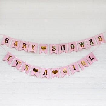 Μπλε ροζ It Is A Boy Girl Baby Shower Banners Κρεμαστά χαρτί κουκούτσια γιρλάντα Διακόσμηση ντους μωρού φύλου Reveal Party Supplies