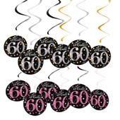 6 bucăți 60 de ani decorațiuni pentru ziua de naștere La mulți ani, 30, 40, 50, 60, 70 de ani, ornamente suspendate în spirală, decorațiuni pentru petrecerea de aniversare