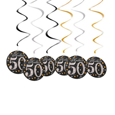 6 bucăți 60 de ani decorațiuni pentru ziua de naștere La mulți ani, 30, 40, 50, 60, 70 de ani, ornamente suspendate în spirală, decorațiuni pentru petrecerea de aniversare