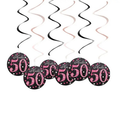 6 bucăți 60 de ani decorațiuni pentru ziua de naștere La mulți ani, 30, 40, 50, 60, 70 de ani, ornamente suspendate în spirală, decorațiuni pentru petrecerea de aniversare