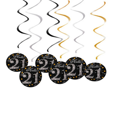 6 bucăți 60 de ani decorațiuni pentru ziua de naștere La mulți ani, 30, 40, 50, 60, 70 de ani, ornamente suspendate în spirală, decorațiuni pentru petrecerea de aniversare